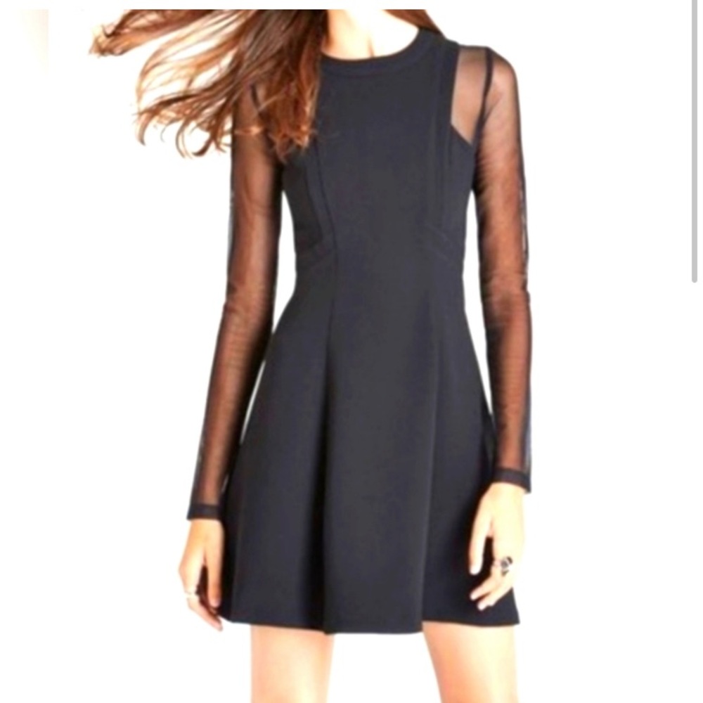 BCBGeneration black sheer sleeve dress with hidden back zip size 0
